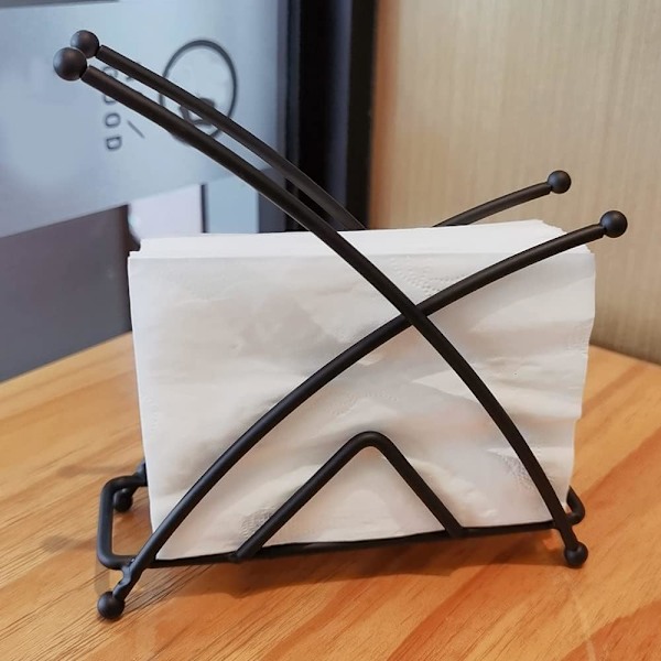 Serviet Holder, Papirhåndklædeholder, til Bord, Arbejdsbord eller Skrivebord, Spisestue, Køkken, Restaurant, Bar, Picnic (Sort)