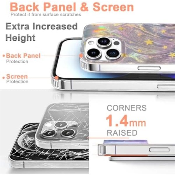 Puhelimen kotelo 6,7 tuuman iPhone 12 Pro Max -puhelimelle (2020), ohut holografinen haalistuva tähti, naisille ja tytöille, Har