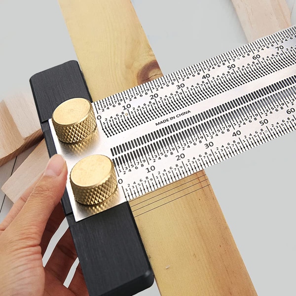 (300mm) Hög precision träbearbetning T linjal för skärning, Gauge märkning skala Scribe linjal med H
