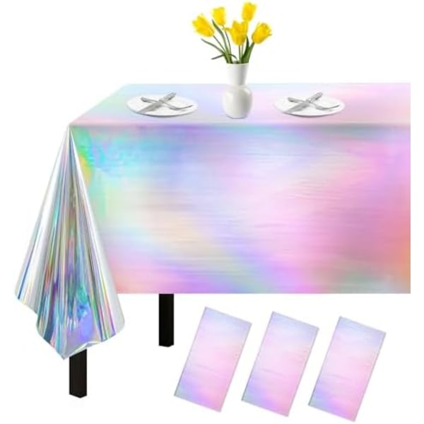 3-pack Iridescent Duk, 137*274 Födelsedagsfest Dukar Iriserande Plast Engångs Bordsskydd Iridescent
