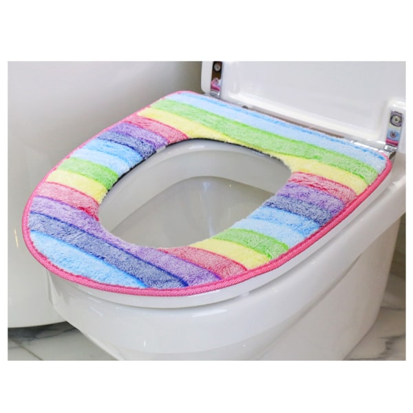 Pink Fringed Toilet Seat Pads Washable Bathroom Warmer Soft