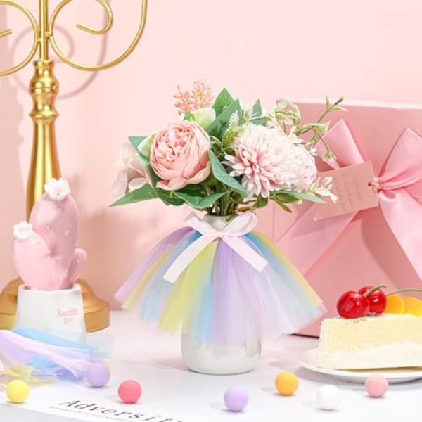 10cm 12 stk Mini Tutu Bordskjole Vin Flaske Dæk Tutu Skjole Tulle Tutu Bordskjole Dekoration Tutu Girland Tulle Bord Cen
