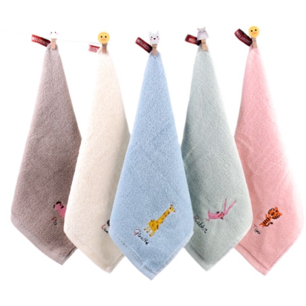 5-pak børnevaskeklude - Bløde håndklæder - 5 farver - Babybadehåndklæde - 25 x 25 cm - Flerfarvet
