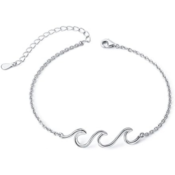 22,8 cm Aalto-Nilkkarengas Naisille S925 Sterling Hopeaa Säädettävä Tähtikala Kerrostettu Ocean Beach Merellinen Nilkka Jalka Ranneke