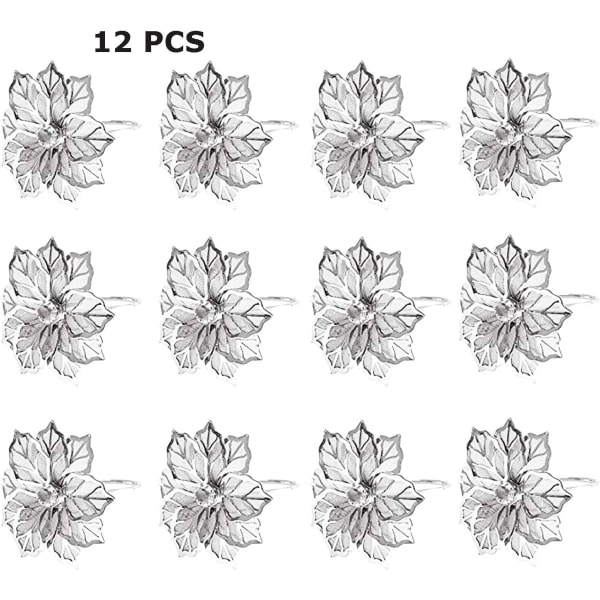 12 st silvermetall servettring servetspänne hållare för bordsdekoration