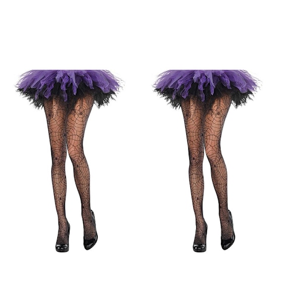 Halloween Mesh Strumpbyxor Set Spindelnät Strumpbyxor 2-Pack