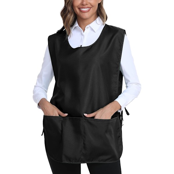1 st svart Unisex Förkläde med 3 Fickor Västar