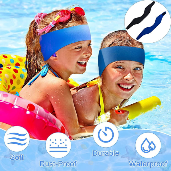 2-pack simband för simning, justerbart hörselskydd