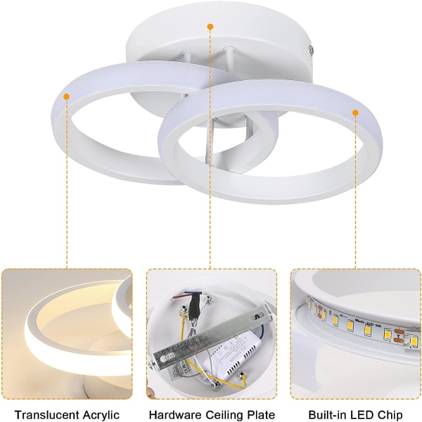 Moderne LED-taklys, enkelt dobbelsirkelkryss LED-tak