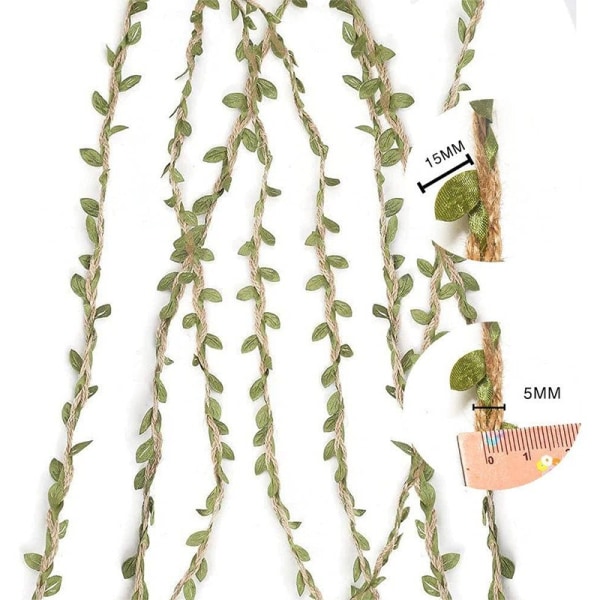 Kunstig bladguirlande - 20M - Rustik vægdekoration i kunstig løvstil
