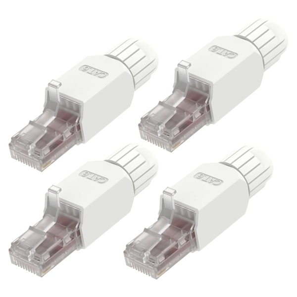 Pakke RJ45-kontakt Verktøyfri, Cat 6 felttermineringsplugg, gullbelagt, UTP for CAT6, CAT5E, 23-26 AWG 1Gbps nettverkskabel