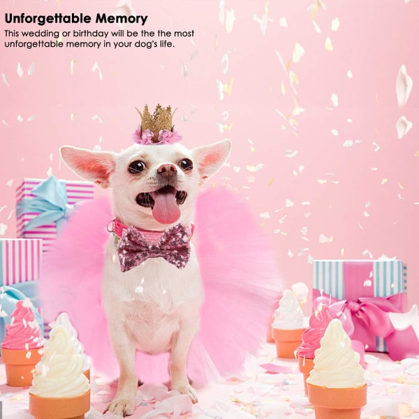 3 stk Hundekostume til fødselsdagsfest Pet Pink Tutu Nederdel Crown H
