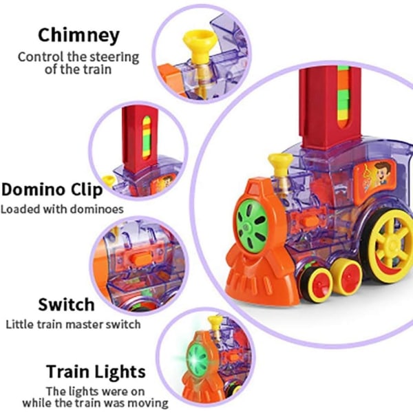 200 brikker domino elektrisk tog, med lys og musik automatisk rally fordelingsspil, tidlig chil