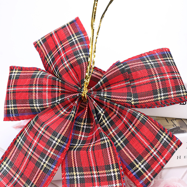 4 stk. Store Buffalo Plaid Bøjler Julekransbøjle Burlap Ferie Store Julebøjler til Juletræstopbøjle Fron