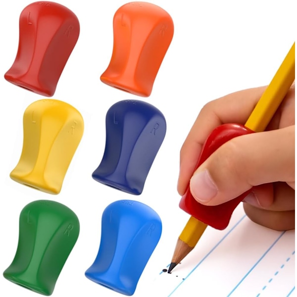 6 kpl The Pencil Grip Original -lyijykynäotetta, parantaa lasten käsialaa, ergonominen kynänpidike oikea- ja vasenkätisille, ihanteellinen lapsille, taaperoille, aikuisille