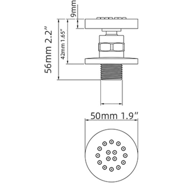 Dusjsett Svart 2 Tommer Messing Rund Jet Side Dusjhode Armatur Tilbehør Massasje Spa Veggmontert Justerbar Dusj