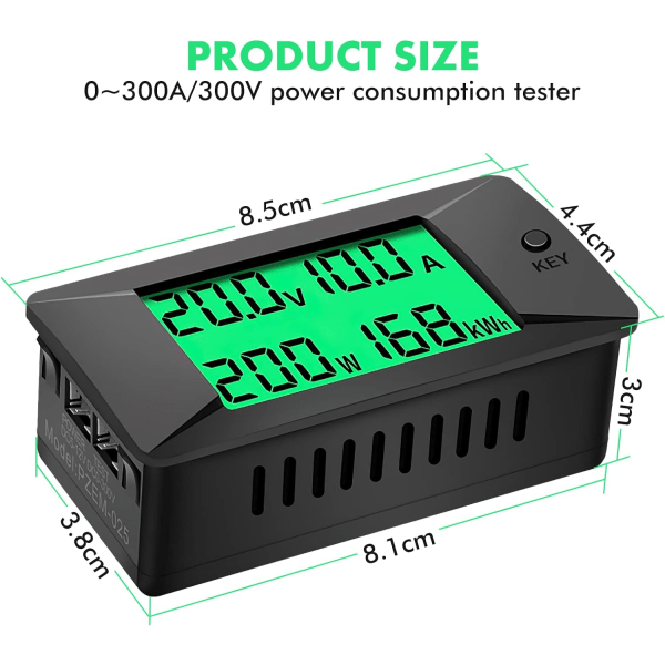 (100A) Digital Amperemeter Voltmeter, PZEM-025 Elektrisk Måler DC Voltme