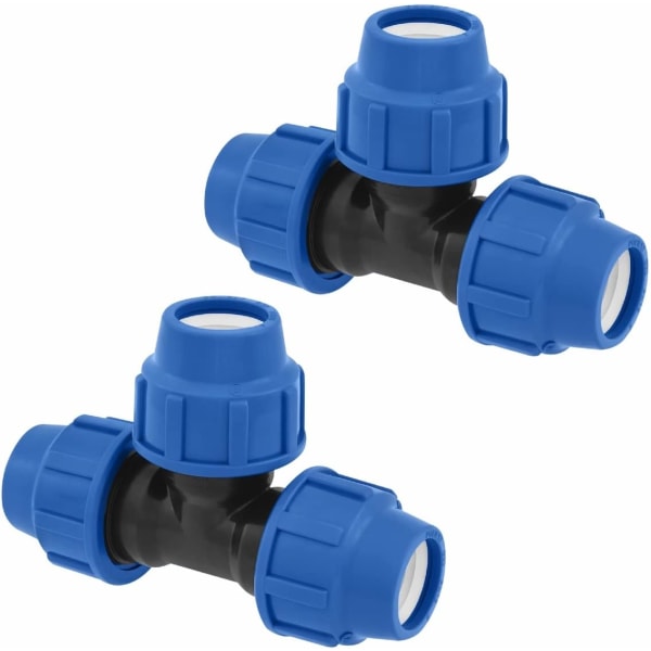 Tee vattenrör kopplingar - 25mm x 25mm x 25mm– PN16 Kompressionsrörkoppling – kompatibel med