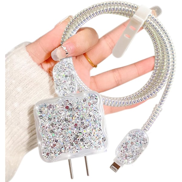 Kabelbeskytter til iPhone 18W/20W Oplader Klar Bølgekant Design, Datakabel Etui Ledningsbeskytter Telefonoplader Beskytter til iPhone XR 8 11 12 13 14