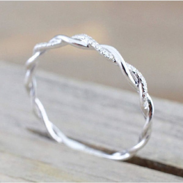 Twist Ring för kvinnor Mode 925 Sterling Silver Stack Twisted Ri