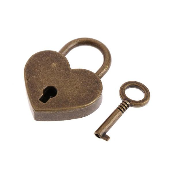 Hjerteformet nøkkellås med nøkkel (bronse)