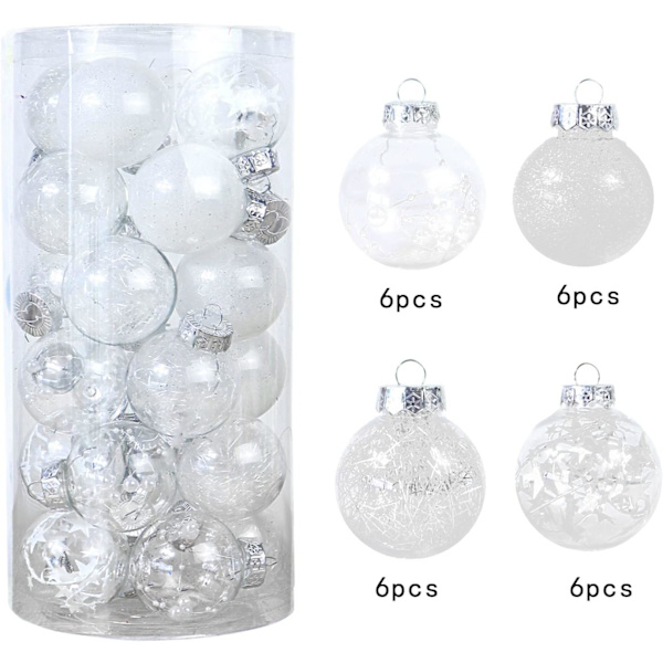 24 st juldekorationer 6 cm/2,36 tum färgad plast transparent
