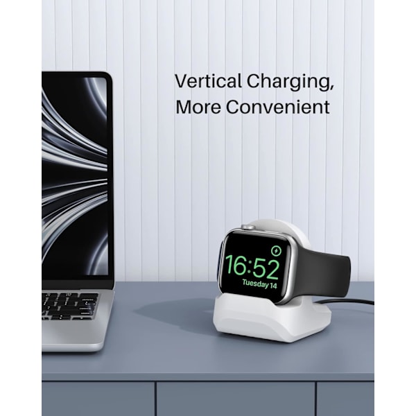 Laderstativ Kompatibelt med Apple Watch Ultra 2/Ultra/SE/Series 10/9/8/7/6/5/4/3/2/1, Silikon Ladestasjon f