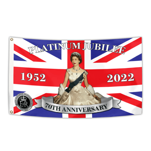 Drottning Elizabeth II Platinum Jubilee Flagga - Union Jack 2022 F