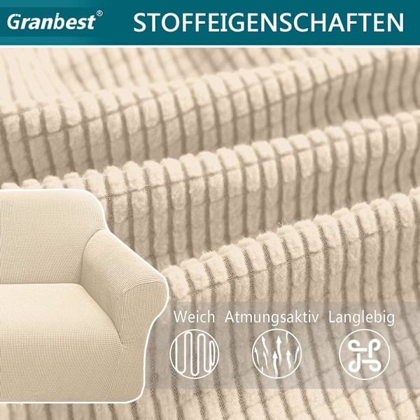 Beige 3-seters moderne sofaovertrekk, i Jacquard, elastisk, for