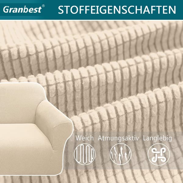 Beige 3-sits modern sofföverdrag, i Jacquard, elastisk, för