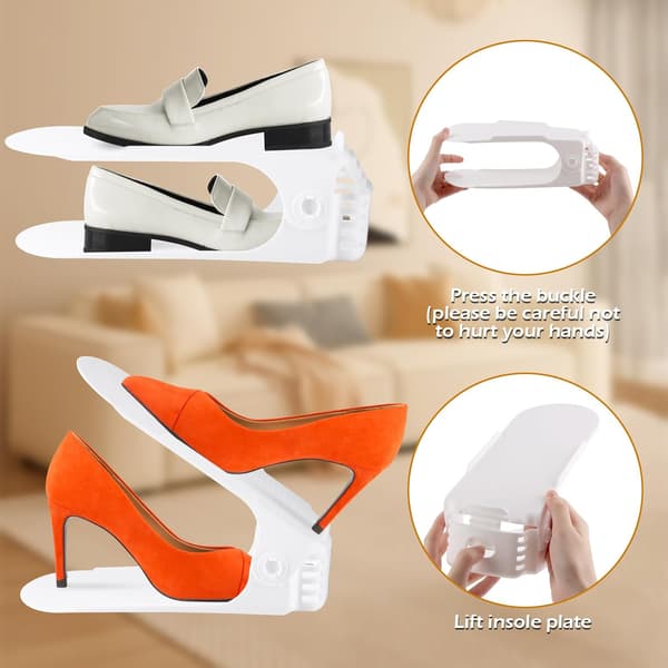10 STK Justerbar Skoreol - Organizer og Stabler til Pladsbesparelse - PP Materiale
