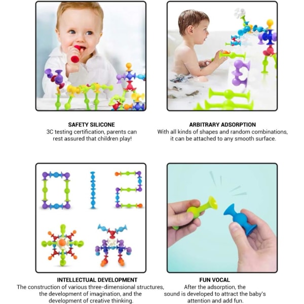 78 st silikonbyggklossar DIY-klossar monterade leksaker sugkopp sugkopp rolig konstruktion