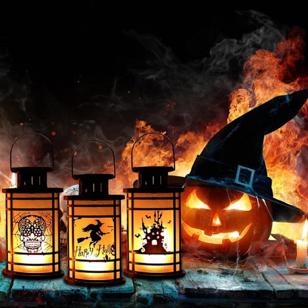 Halloween-lyhty LED-yövalo, LED-kynttilälyhty san