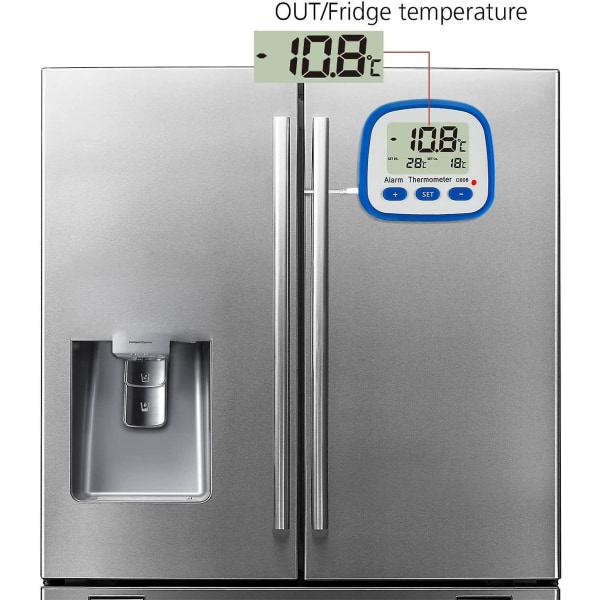 Digitaalinen jääkaappi- ja pakastinlämpömittari magneetilla ja jalustalla