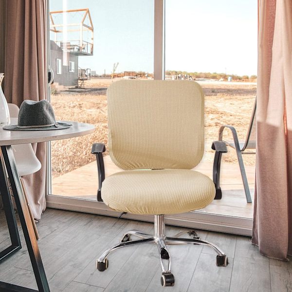 Elastiskt kontorsstolsöverdrag stolsöverdrag skrivbordsstolsdyna skyddande överdrag lämplig för dator Beige