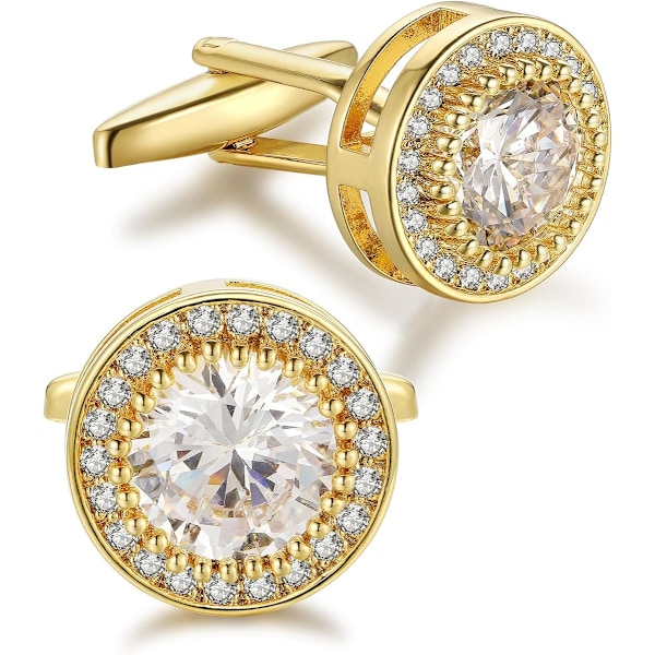 Krystal Manschetknapper til Mænd CZ Manschetknapper Glimtende Diamant Guld Prydede Manschetknapper til Bryllup Brudgom Bedste Mand