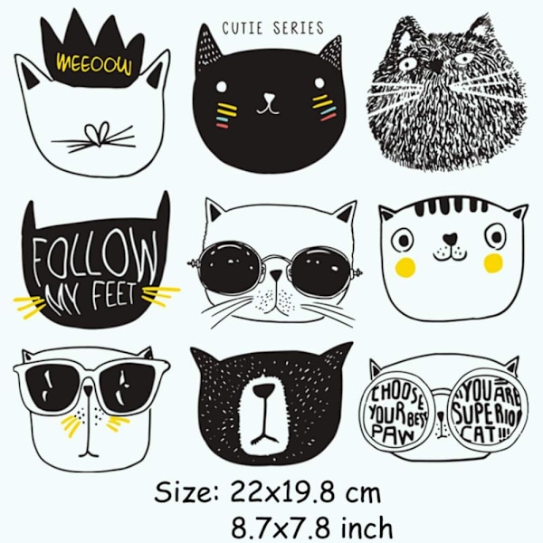 21 stk. stryge-på-patch stryge-på-patch kat kat tekstiltransfer iro