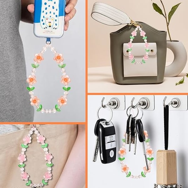 2 Stycken Söta Telefonberlocker, Blomprydnader Mobiltelefonkedjor för Telefonväska Nyckelring Airpods Kameraprydnader Dekor