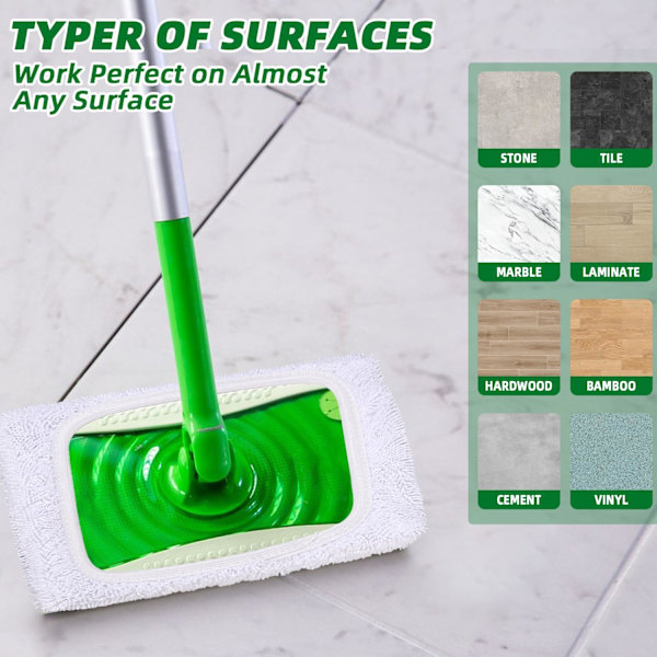 5-pakks gjenbrukbare mikrofibermoppkluter for Swiffer-mopp, vaskbare moppkluter, mopputskiftningskluter for gulvrengjøring