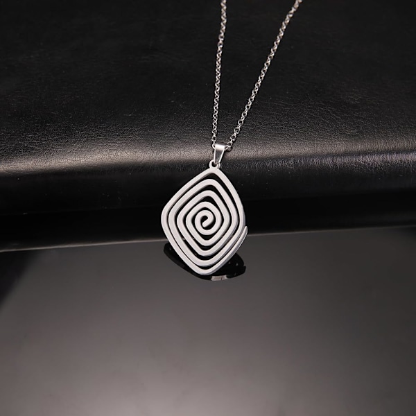 Oregelbunden Spiral Hänge Halsband för Kvinnor Män Geometriska Spiral Halsband Hippie Punk Ring Present