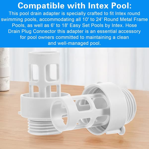 2-pack Pool Drain Connector Replacement, 10184 Trädgårdsslang Avtappningsplugg Connector för Intex Runda Pooler Poolslangadapter för Enkel Vattenhantering