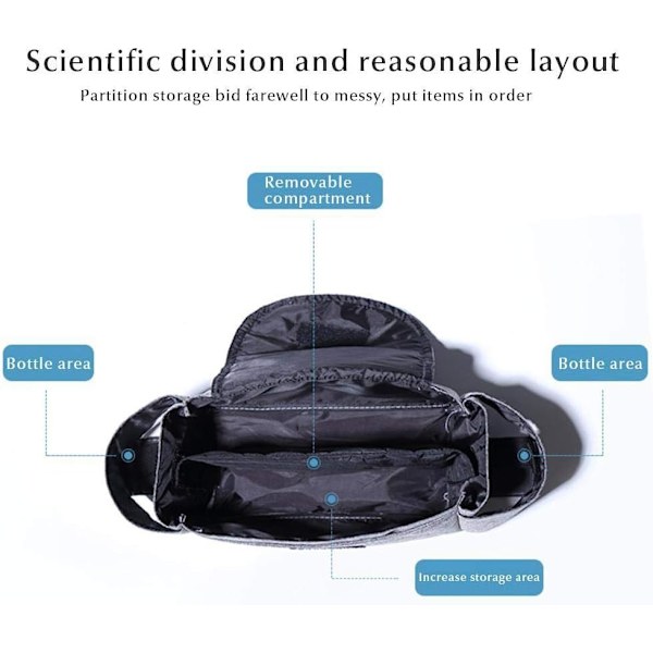 (Svart) Universal Baby Stroller Oppbevaringspose - Stor Lagringskapasitet