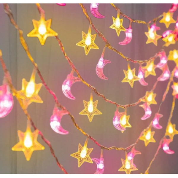 6m Inomhus String Lights 40 Stjärnor med Rosa LED [Energiklass A]-Star