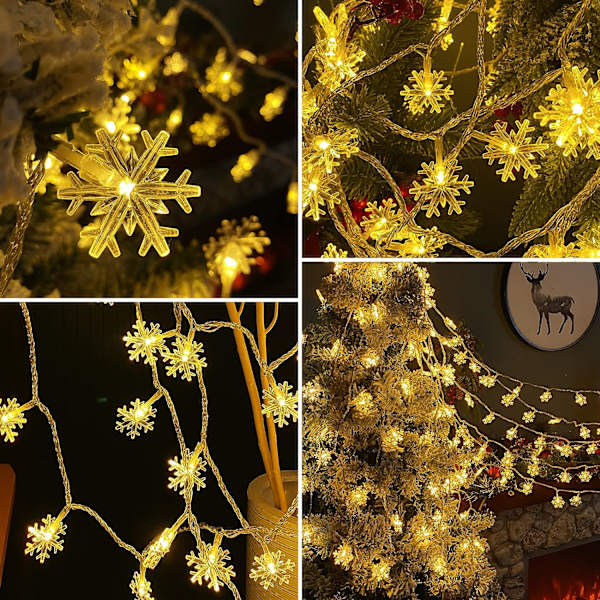 80 LED julesnefnuggelys, 32ft snefnuggelys indendørs, 8 tilstande stik i Christ
