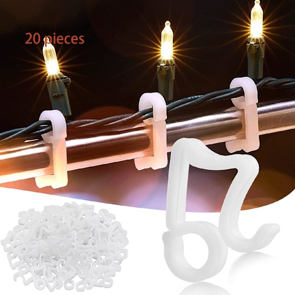 20 x Julgransklipp, minijulgransklipp för julgransbelysning, hängrännekrokar för upphängning