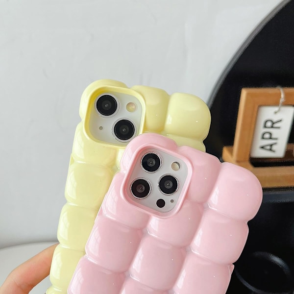 3D Terninggitter Sød Farve Blød Kompatibel med iPhone Cover (Pink, iPhone 13)