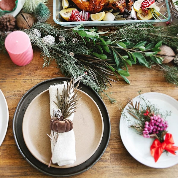 Efterårs Høst Thanksgiving Halloween Servietringe Sæt af 6 Græskar Serviet Holdere, Ferie Bryllup Middagsfester Hjem Ta