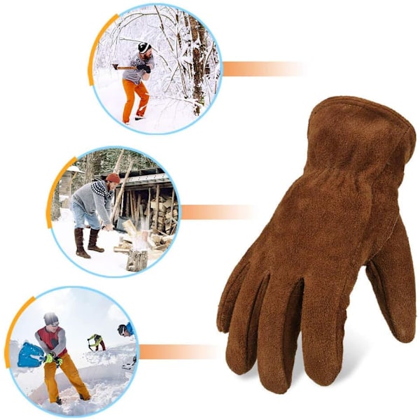 Arbetsvantar Vinter Isolerad Snö Kallavädersbeständiga Läderhandskar Tjocka Termiska Imitation Lammull - Extra Grepp Flexibla Varma
