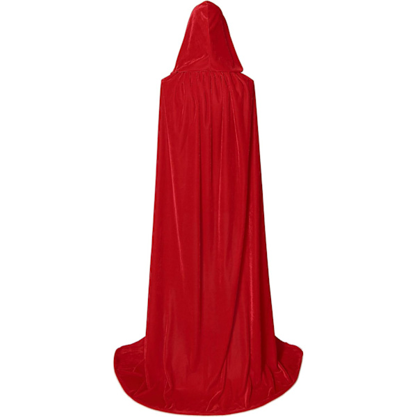 (Rød, 150 cm) Fløjlskappe i fuld længde Balaclava Halloween Fancy Cape Kostumer