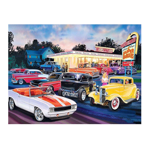 (30x40cm) Sarjakuva Autot ja Burger Shop Diamond Painti